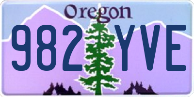 OR license plate 982YVE