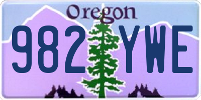 OR license plate 982YWE
