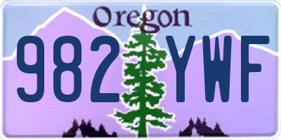 OR license plate 982YWF