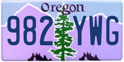OR license plate 982YWG
