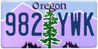OR license plate 982YWK