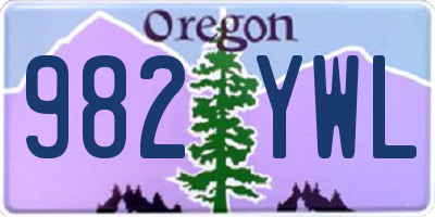 OR license plate 982YWL