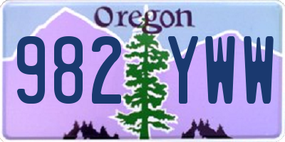 OR license plate 982YWW