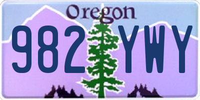 OR license plate 982YWY