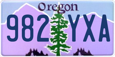 OR license plate 982YXA