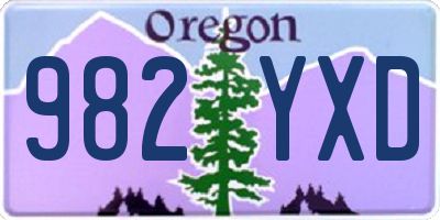 OR license plate 982YXD