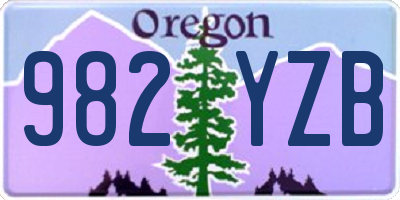 OR license plate 982YZB