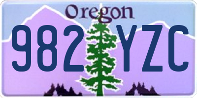 OR license plate 982YZC