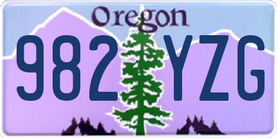 OR license plate 982YZG