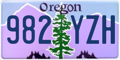 OR license plate 982YZH