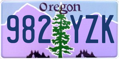 OR license plate 982YZK