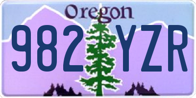 OR license plate 982YZR