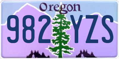 OR license plate 982YZS