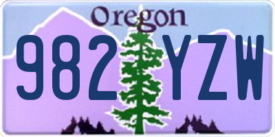 OR license plate 982YZW