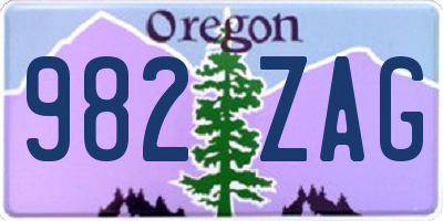OR license plate 982ZAG