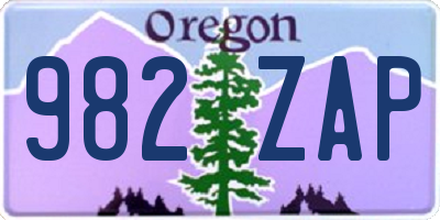 OR license plate 982ZAP