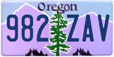 OR license plate 982ZAV