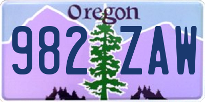 OR license plate 982ZAW