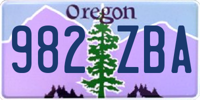 OR license plate 982ZBA