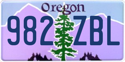 OR license plate 982ZBL