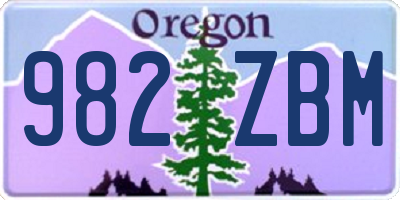 OR license plate 982ZBM