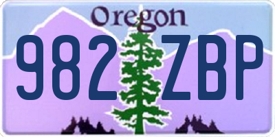 OR license plate 982ZBP