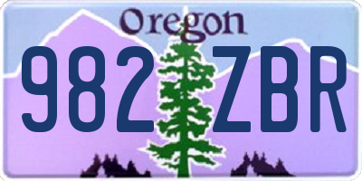 OR license plate 982ZBR