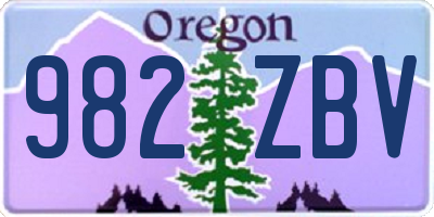 OR license plate 982ZBV