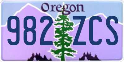 OR license plate 982ZCS
