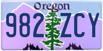 OR license plate 982ZCY