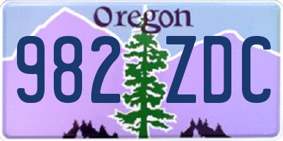 OR license plate 982ZDC