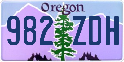 OR license plate 982ZDH