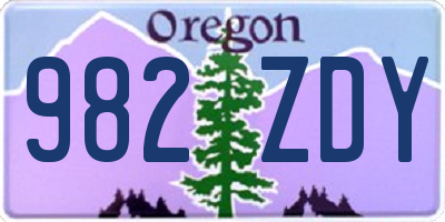 OR license plate 982ZDY