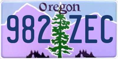 OR license plate 982ZEC