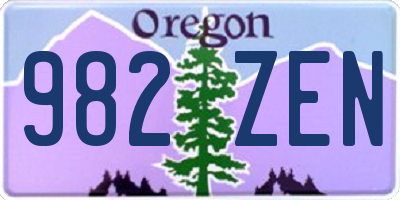 OR license plate 982ZEN