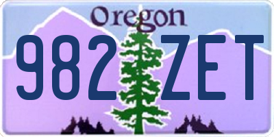 OR license plate 982ZET