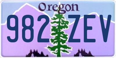 OR license plate 982ZEV