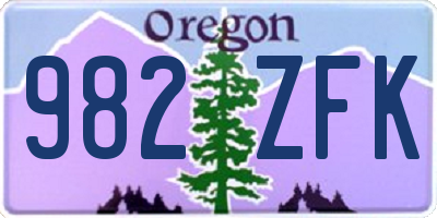 OR license plate 982ZFK