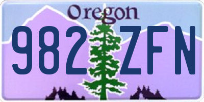 OR license plate 982ZFN
