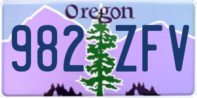 OR license plate 982ZFV