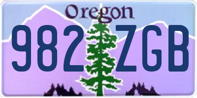 OR license plate 982ZGB