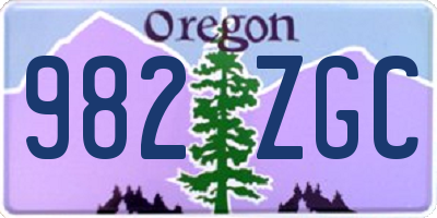 OR license plate 982ZGC