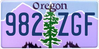 OR license plate 982ZGF