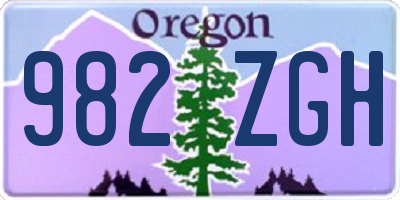 OR license plate 982ZGH