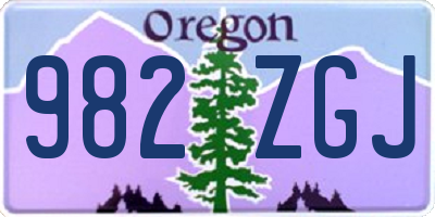 OR license plate 982ZGJ