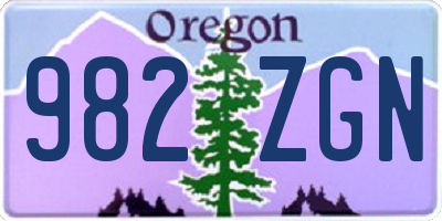 OR license plate 982ZGN