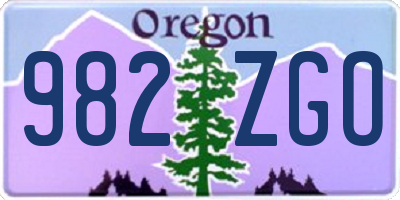 OR license plate 982ZGO