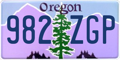 OR license plate 982ZGP