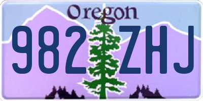 OR license plate 982ZHJ