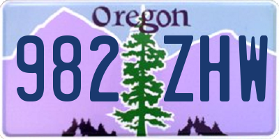 OR license plate 982ZHW
